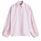 Fiorucci Women's Balloon Sleeve Striped Shirt in Pink Stripes
