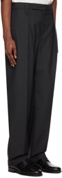 LEMAIRE Black One Pleat Trousers