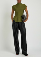 Khaite Rohen Straight-leg Satin Trousers Black