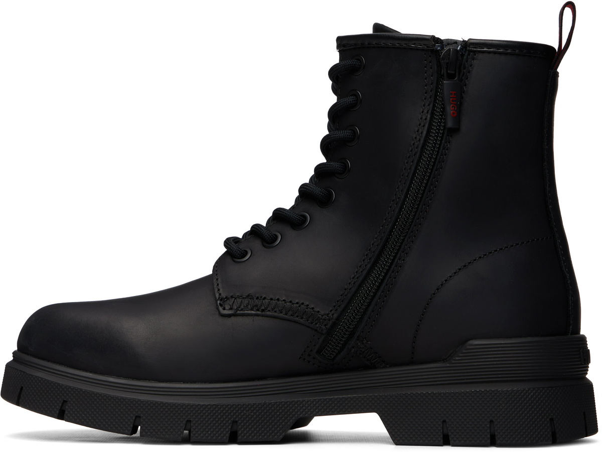 Hugo Black Lace-Up Zip Army Boots