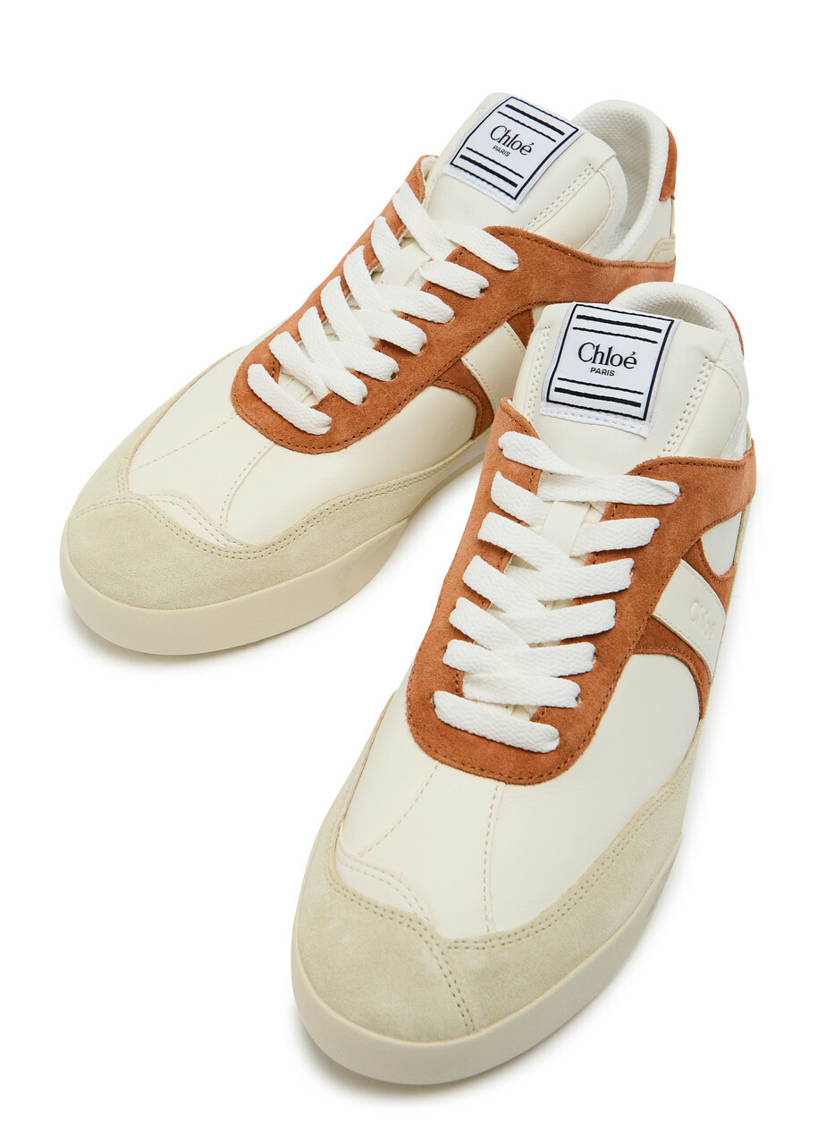 Chloe Kick Panelled Leather Sneakers Brown