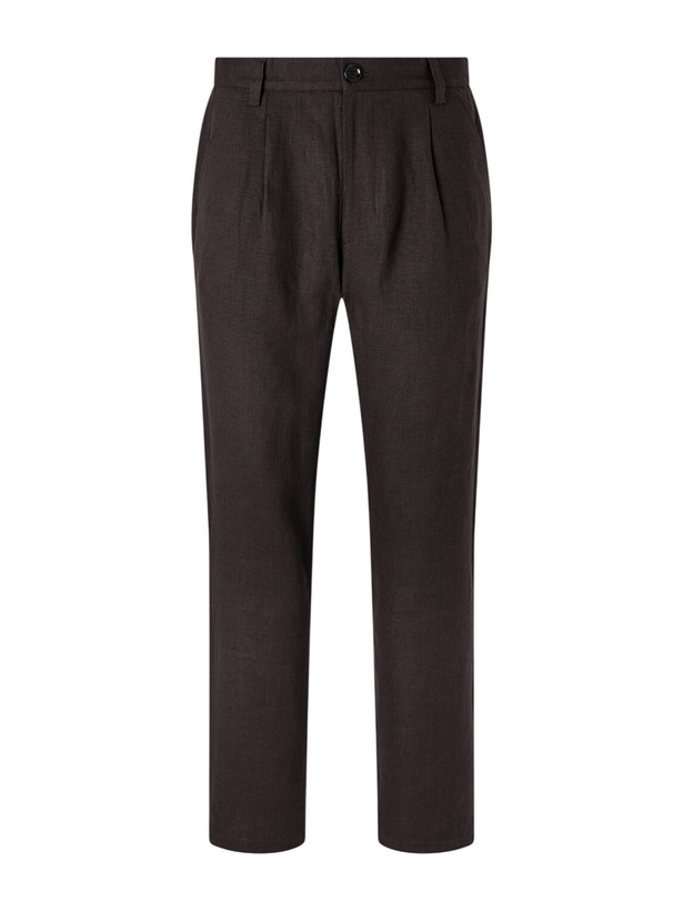 Photo: Oliver Spencer - Coney Straight-Leg Pleated Linen Suit Trousers - Brown