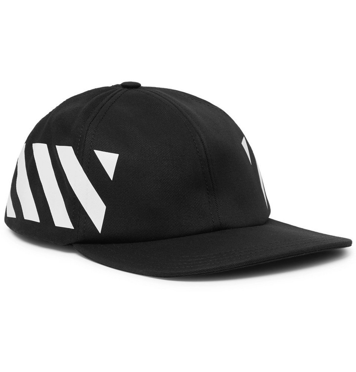 Photo: Off-White - Striped Cotton-Twill Baseball Cap - Black