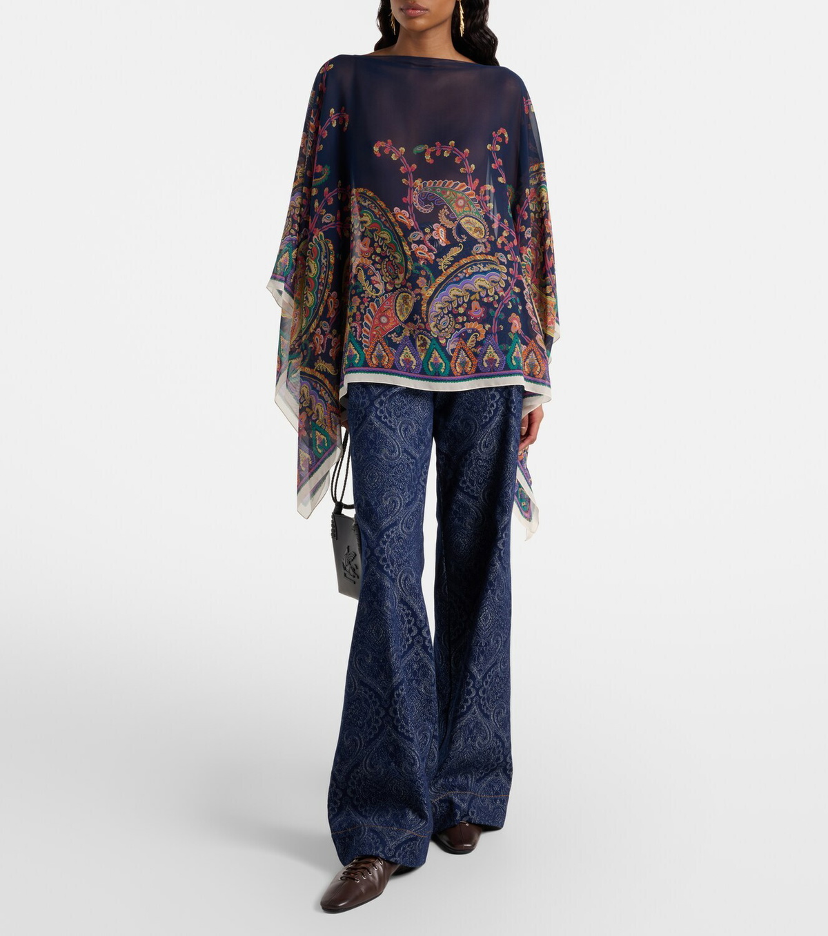 Etro Printed silk crêpe de chine poncho