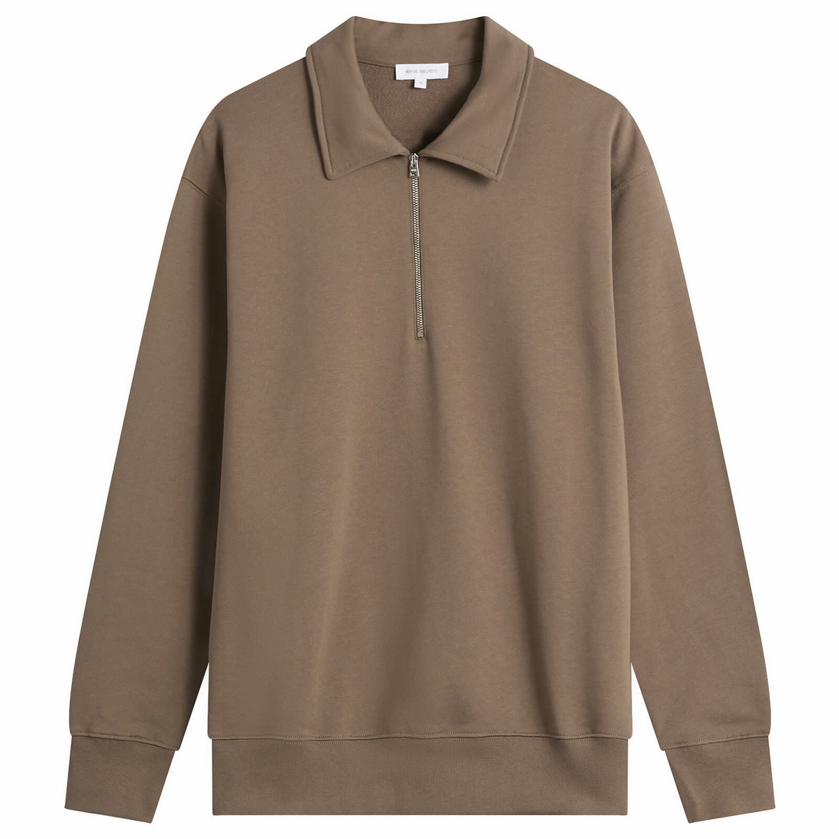 Norse Projects Men's Standard Half Zip Sweatshirt in Walnut