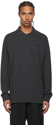 Y-3 Grey Piqué Long Sleeve Polo