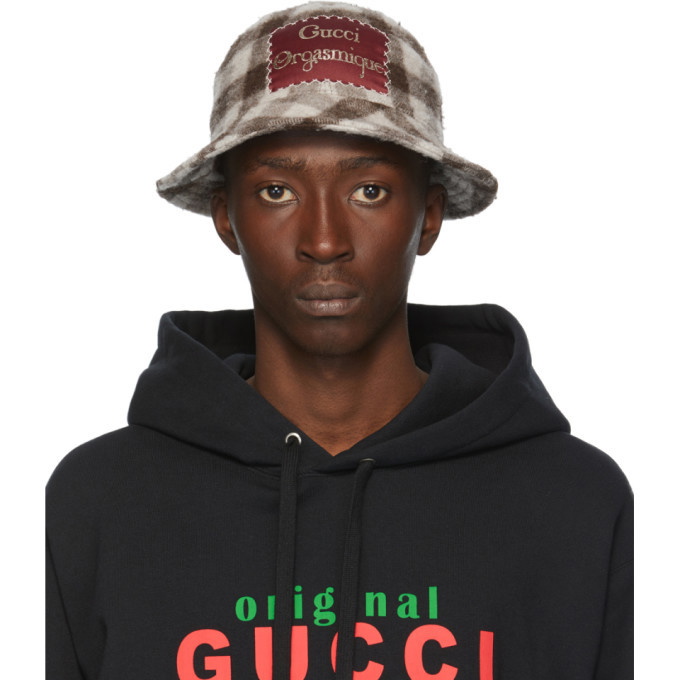 Photo: Gucci White and Brown Wool Gucci Orgasmique Bucket Hat