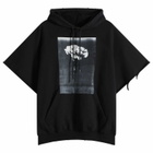 Balenciaga Men's Cutaway Short Sleeve Hoodie in Black