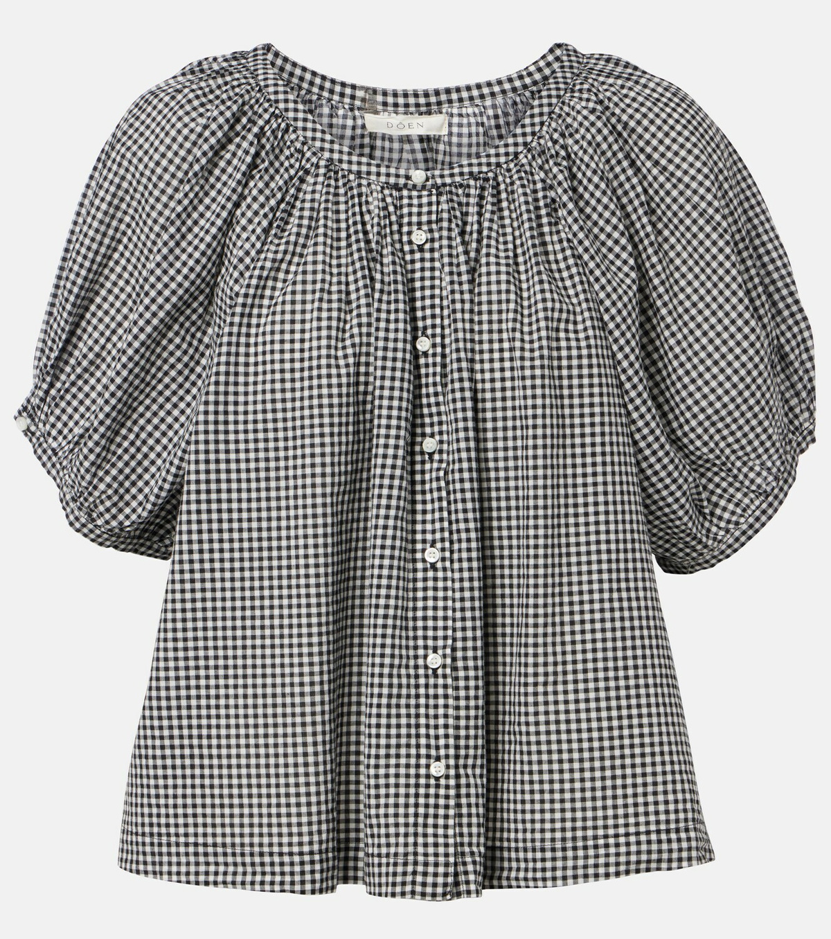 Dôen June gingham cotton-blend top