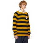 Gucci Black and Yellow Striped Embroidered Pig Sweater