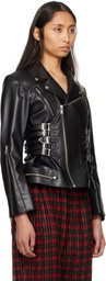 UNDERCOVER Black UC1E1207 Faux-Leather Biker Jacket