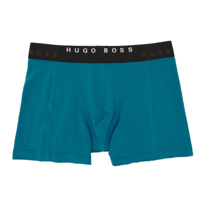 Photo: Boss Two-Pack Blue and Multicolor Print Boxer Briefs
