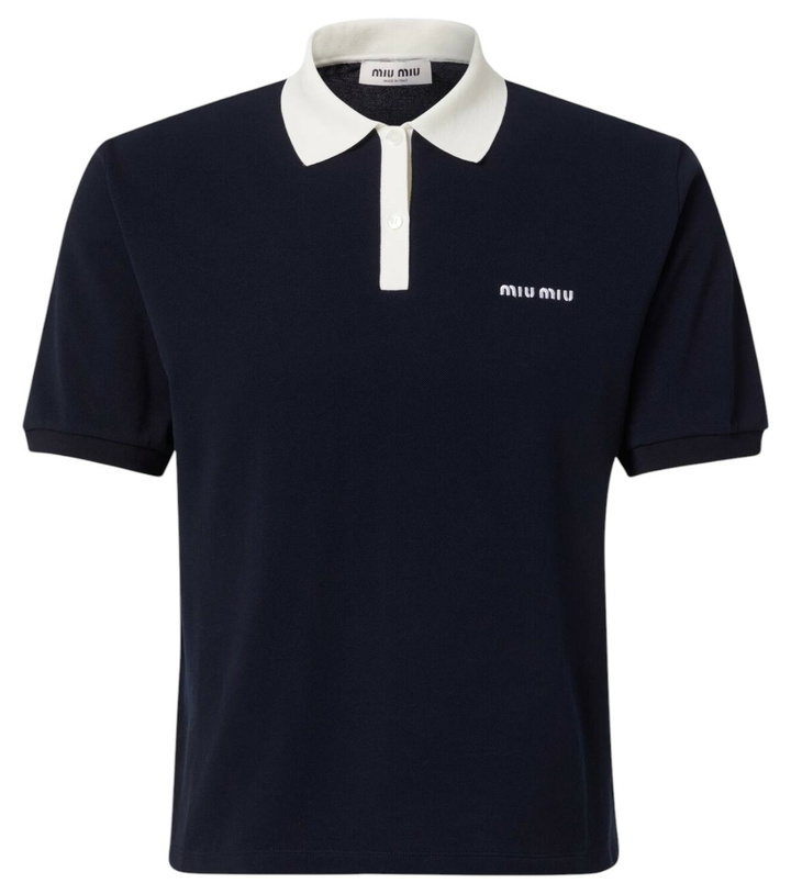 Photo: Miu Miu Logo cropped cotton piqué polo shirt