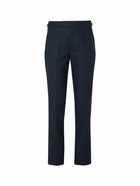 Anderson & Sheppard - Slim-Fit Pleated Linen Trousers - Blue