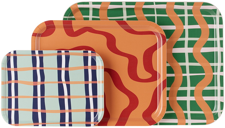 Photo: The Conran Shop Multicolor Waves & Checks Tray Set, 3 pcs