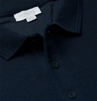 Sunspel - Slim-Fit Waffle-Knit Cotton Polo Shirt - Blue