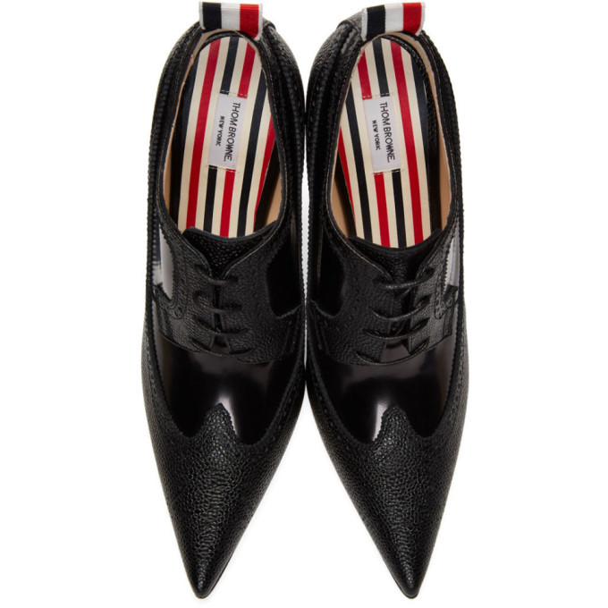 Thom Browne Black Longwing Brogue Curved Heels Thom Browne