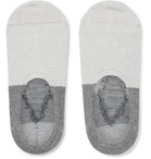 N/A - Colour-Block Mélange Stretch Cotton-Blend No-Show Socks - Gray