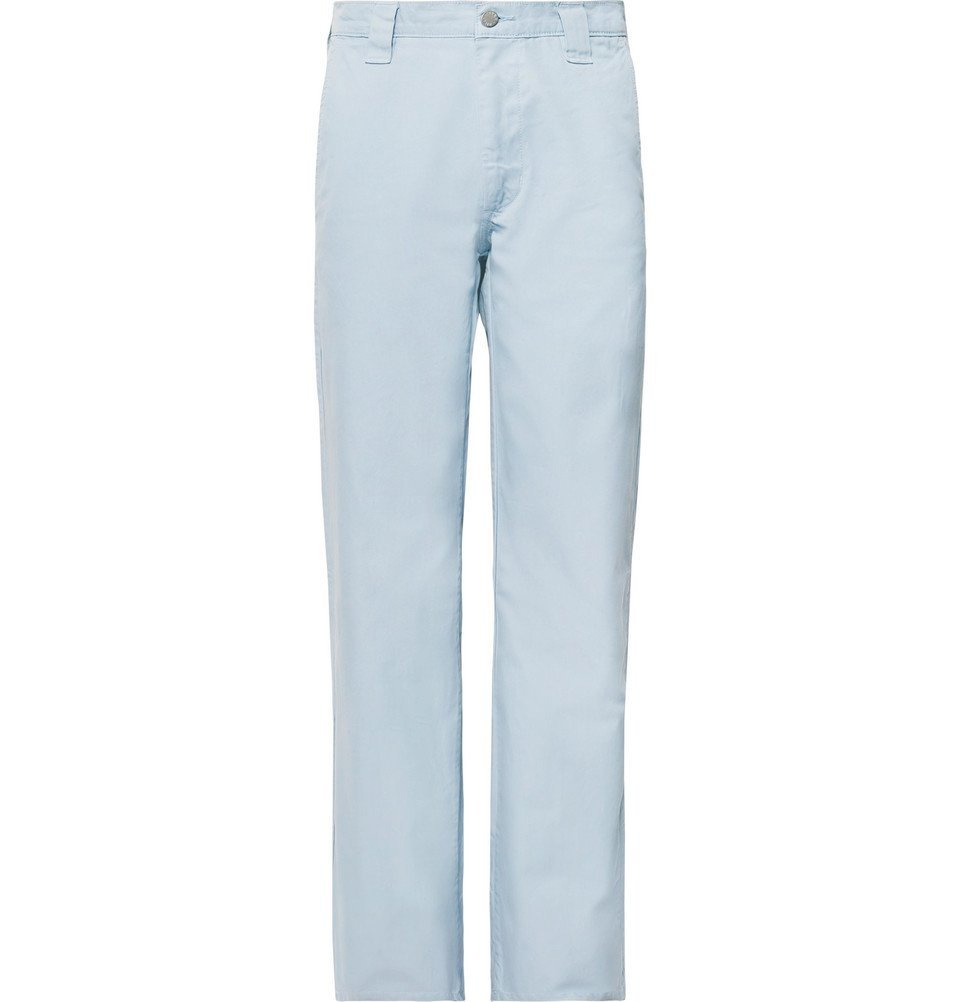 Wide-leg Twill Pants - Light blue - Ladies