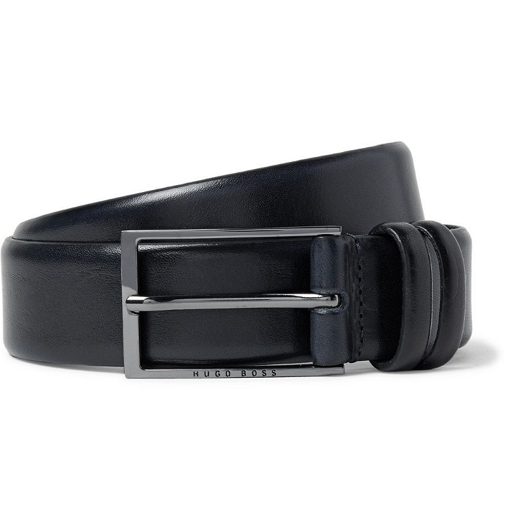 Photo: Hugo Boss - 3.5cm Black Carmello Leather Belt - Navy
