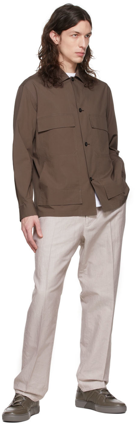 Ermenegildo Zegna Beige Cotton Trousers