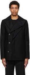 Balmain Black Virgin Wool Coat