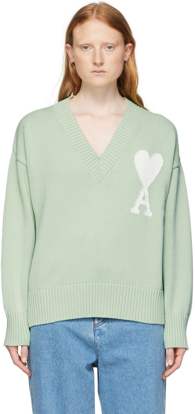 AMI Paris Green Ami De Cœur Sweater