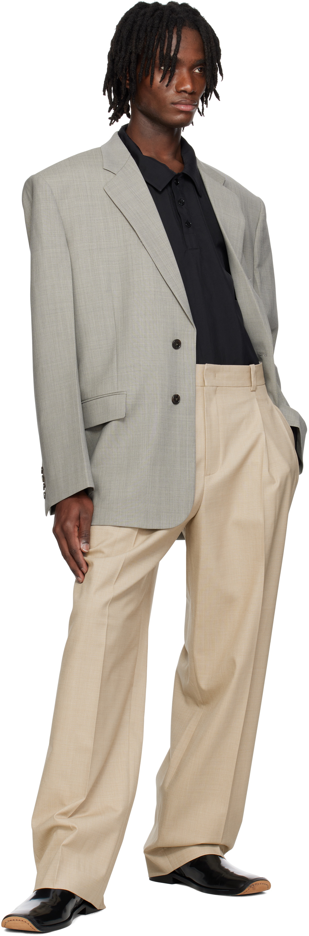 RECTO Gray Oversize Single Breasted Blazer