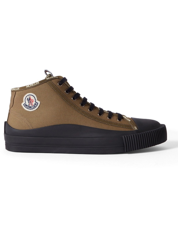 Photo: MONCLER - Lissex Logo-Appliquéd Cotton-Canvas High-Top Sneakers - Green