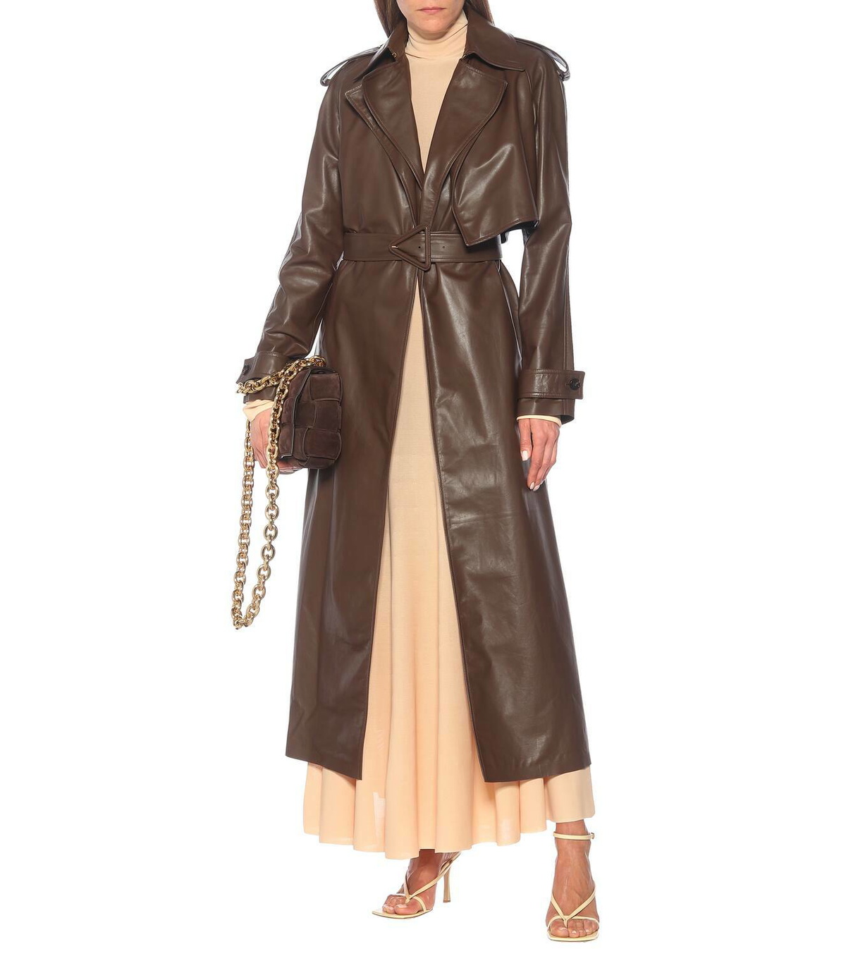 Bottega Veneta Black Leather Men Waterproof Trenchcoat Jacket main image 1