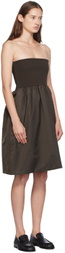 AMOMENTO Brown Shirring Flare Midi Skirt