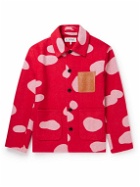 LOEWE - Leather-Trimmed Printed Wool, Cashmere and Silk-Blend Chore Jacket - Red