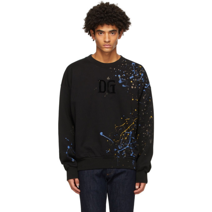 Photo: Dolce and Gabbana Black Splatter Logo Crewneck