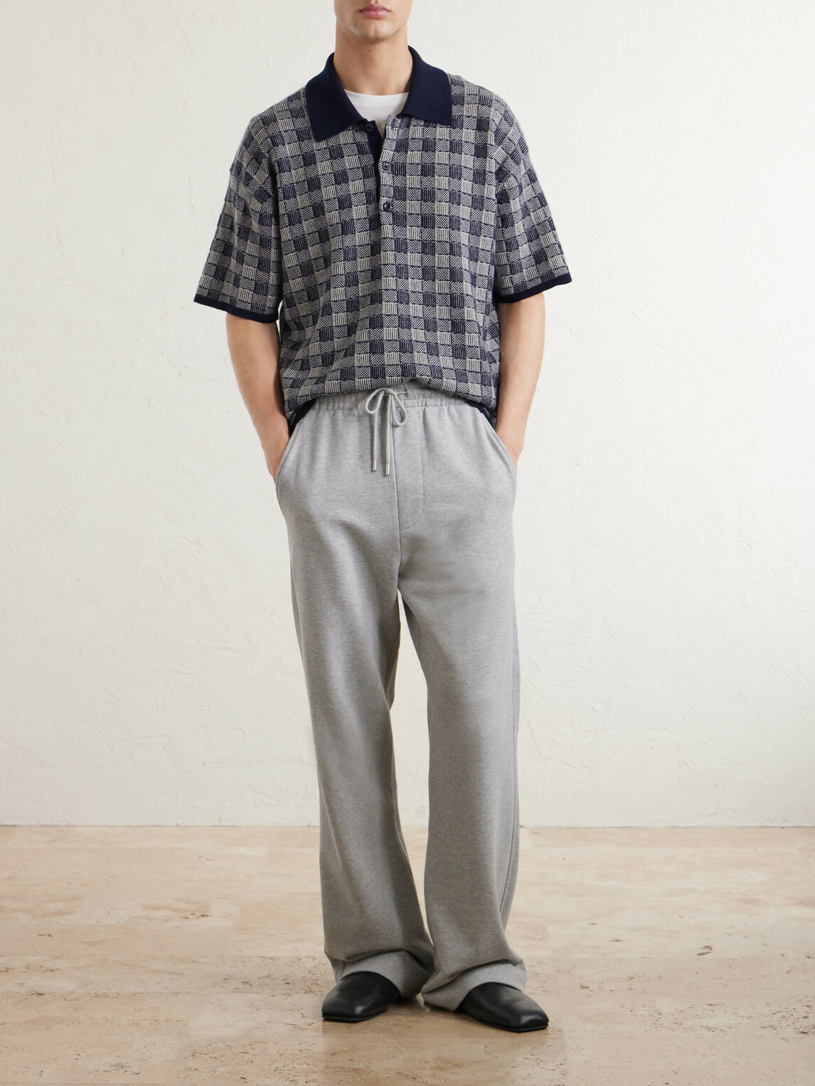 The Elder Statesman - Checked Cashmere Polo Shirt - Blue
