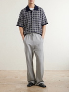 The Elder Statesman - Checked Cashmere Polo Shirt - Blue