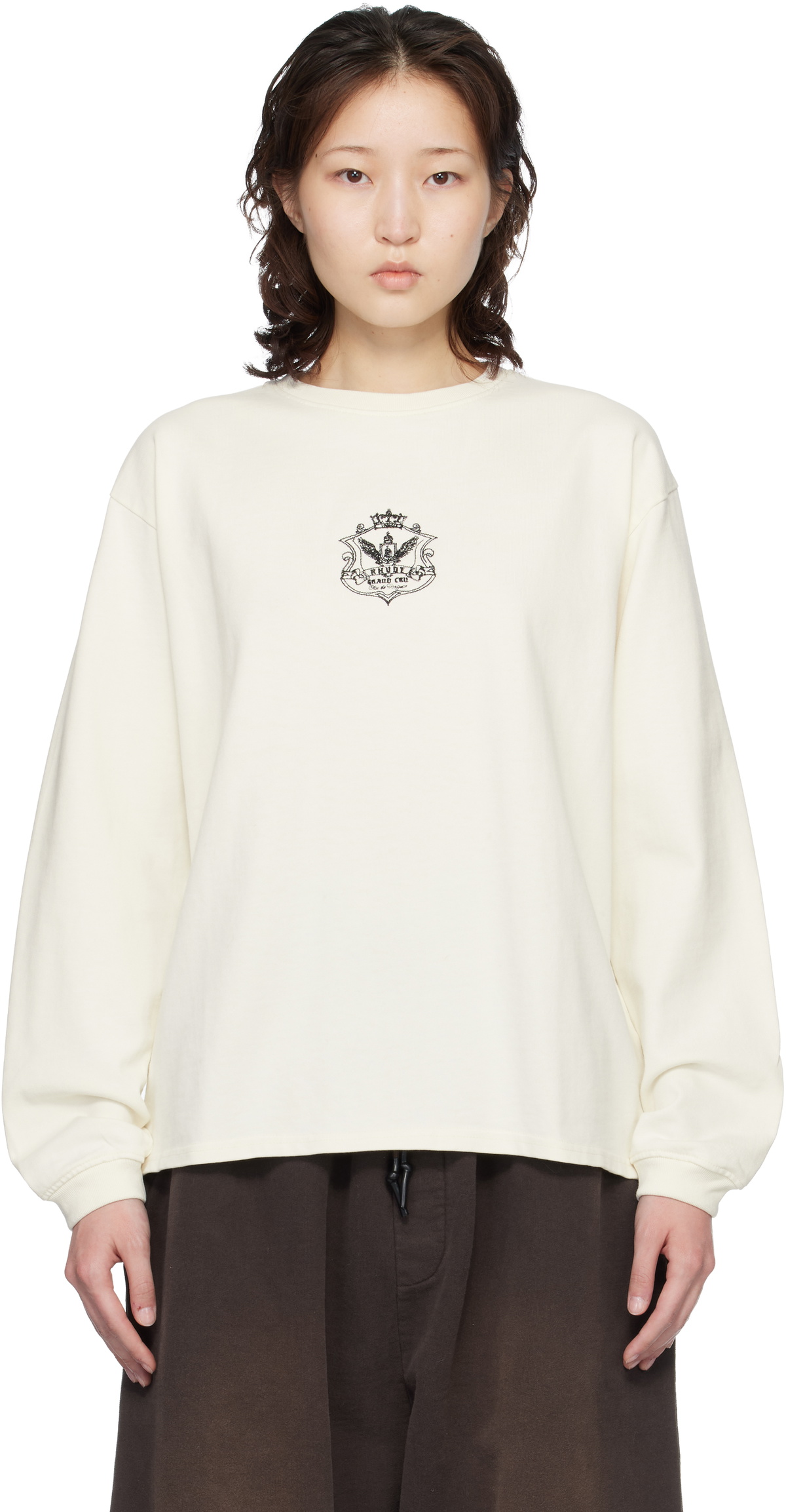 Rhude Off-White Grand Cru Crest LS T-shirt