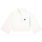 Palm Angels Women's Monogram Cropped Polo Shirt Top in White