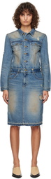 We11done Blue Washed Denim Midi Dress