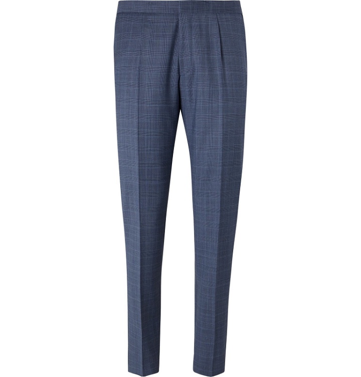 Photo: Hugo Boss - Blue Bryder Slim-Fit Prince of Wales Checked Virgin Wool Suit Trousers - Blue