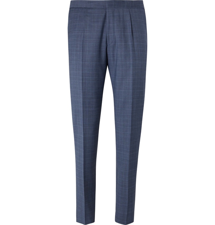 Photo: Hugo Boss - Blue Bryder Slim-Fit Prince of Wales Checked Virgin Wool Suit Trousers - Blue