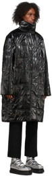 We11done Black Square Logo Quilted Long Coat