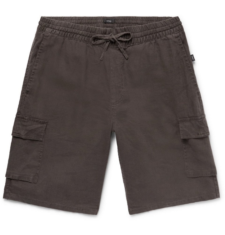 Photo: Onia - Tom Slim-Fit Linen Drawstring Cargo Shorts - Men - Charcoal