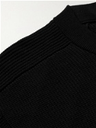 Stone Island Shadow Project - Logo-Appliquéd Cable-Knit Wool-Blend Sweater - Black