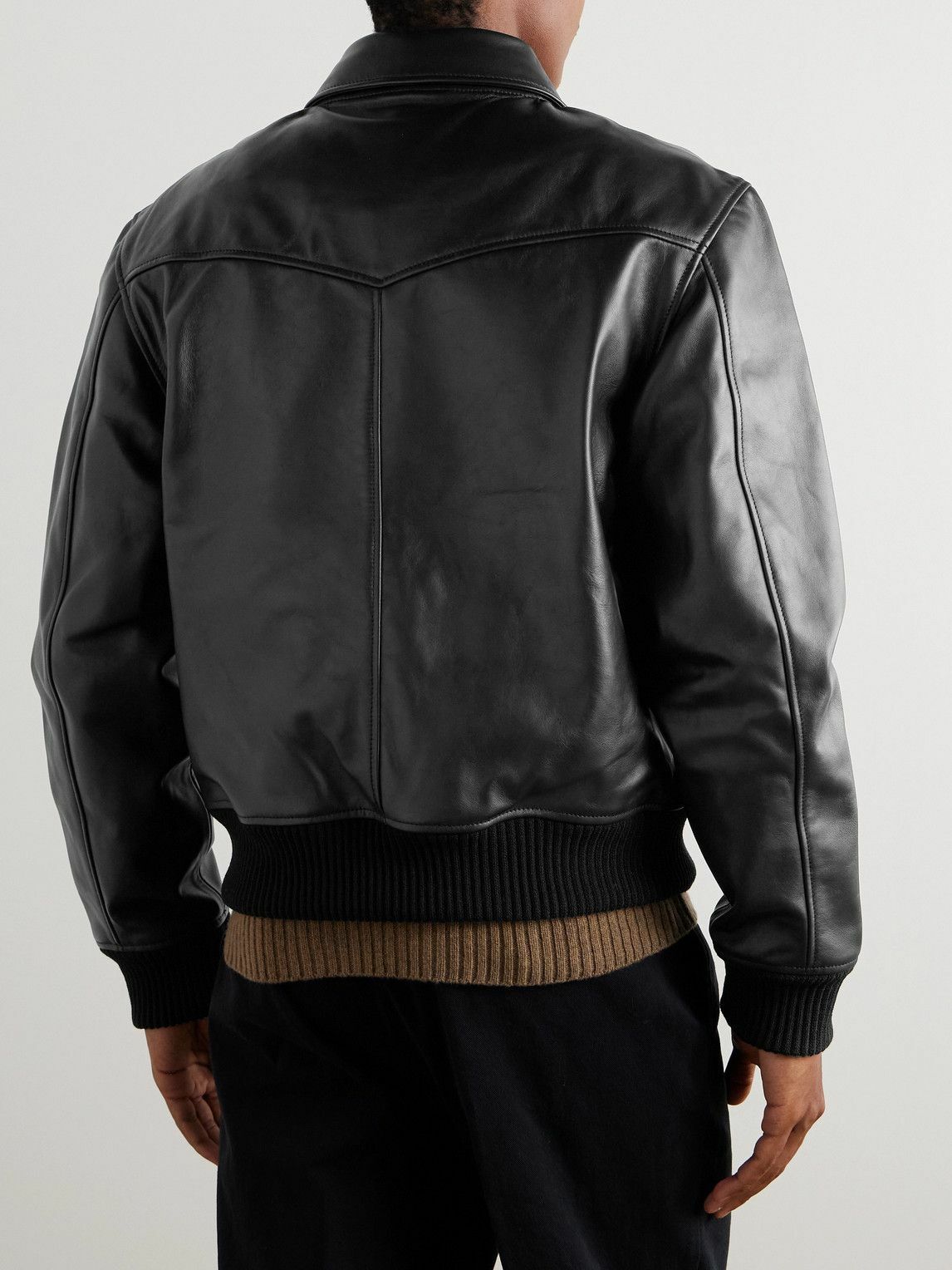 Officine Generaleレザージャケット Officine Générale - Conan Full-Grain Leather Bomber Jacket