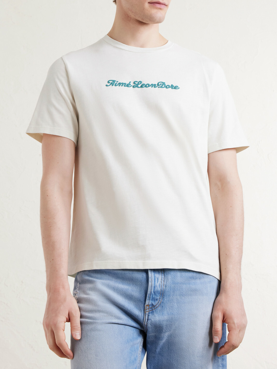 Aimé Leon Dore - Logo-Print Cotton-Jersey T-Shirt - Neutrals