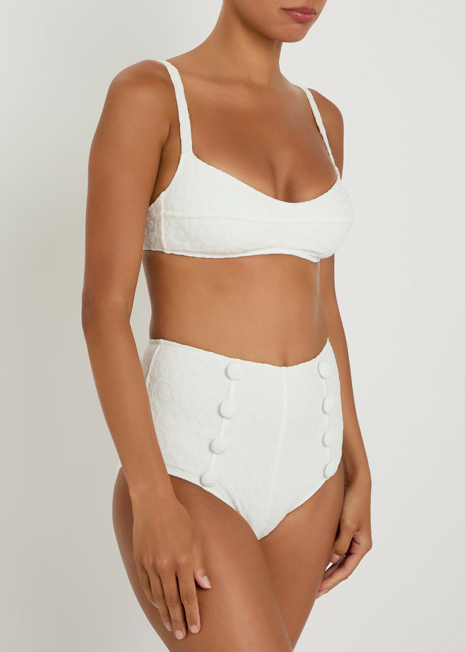 Lisa Marie Fernandez Floral-jacquard Textured Bikini White