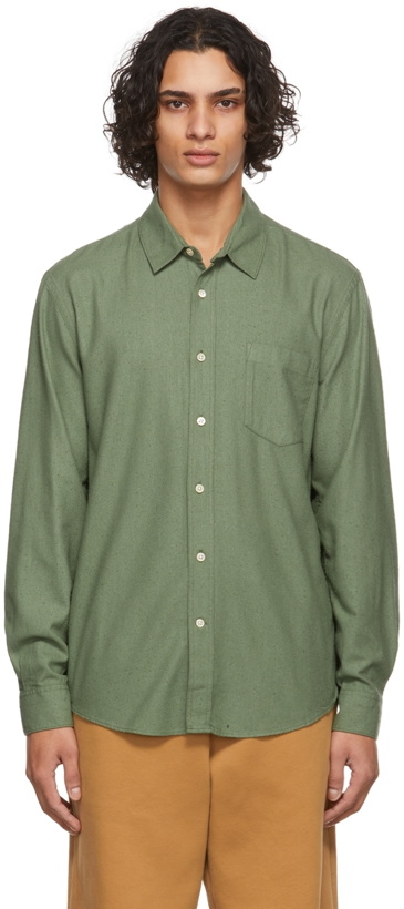 Photo: Our Legacy Green Silk Noil Classic Shirt