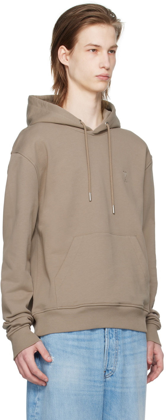 AMI Paris Taupe Ami de Cœur Hoodie