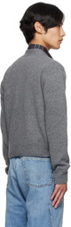 We11done Gray Pocket Logo Knit Cardigan