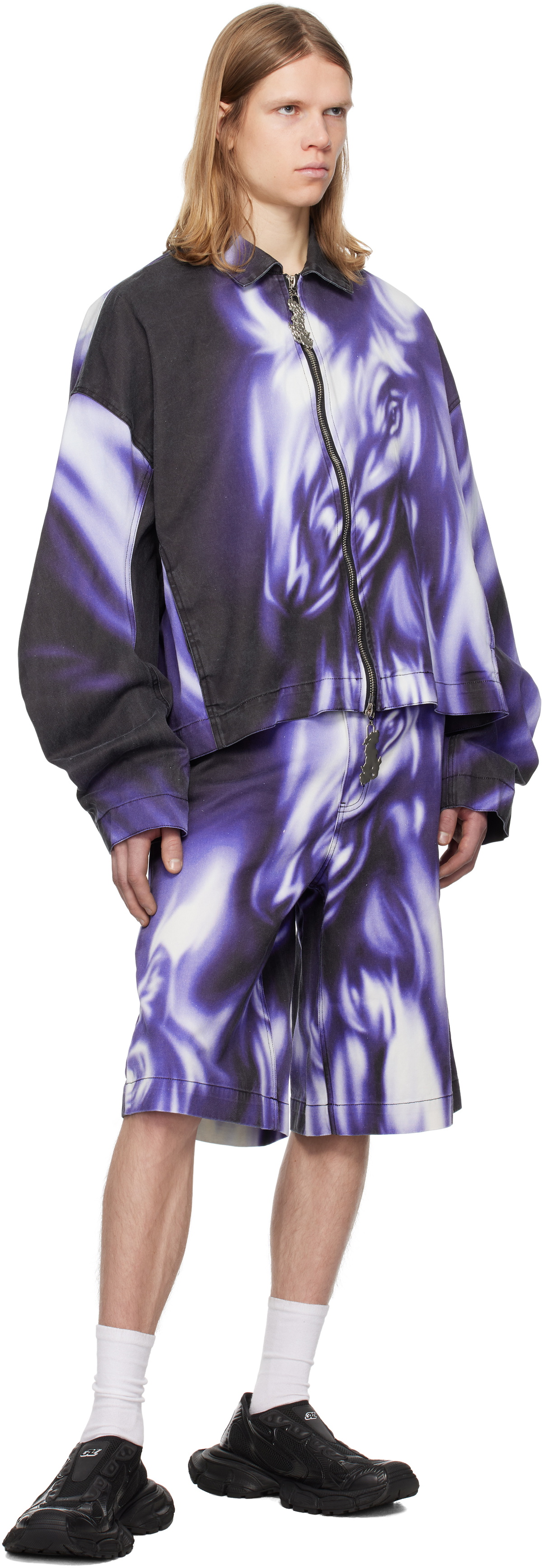 Gerrit Jacob Purple Printed Denim Jacket
